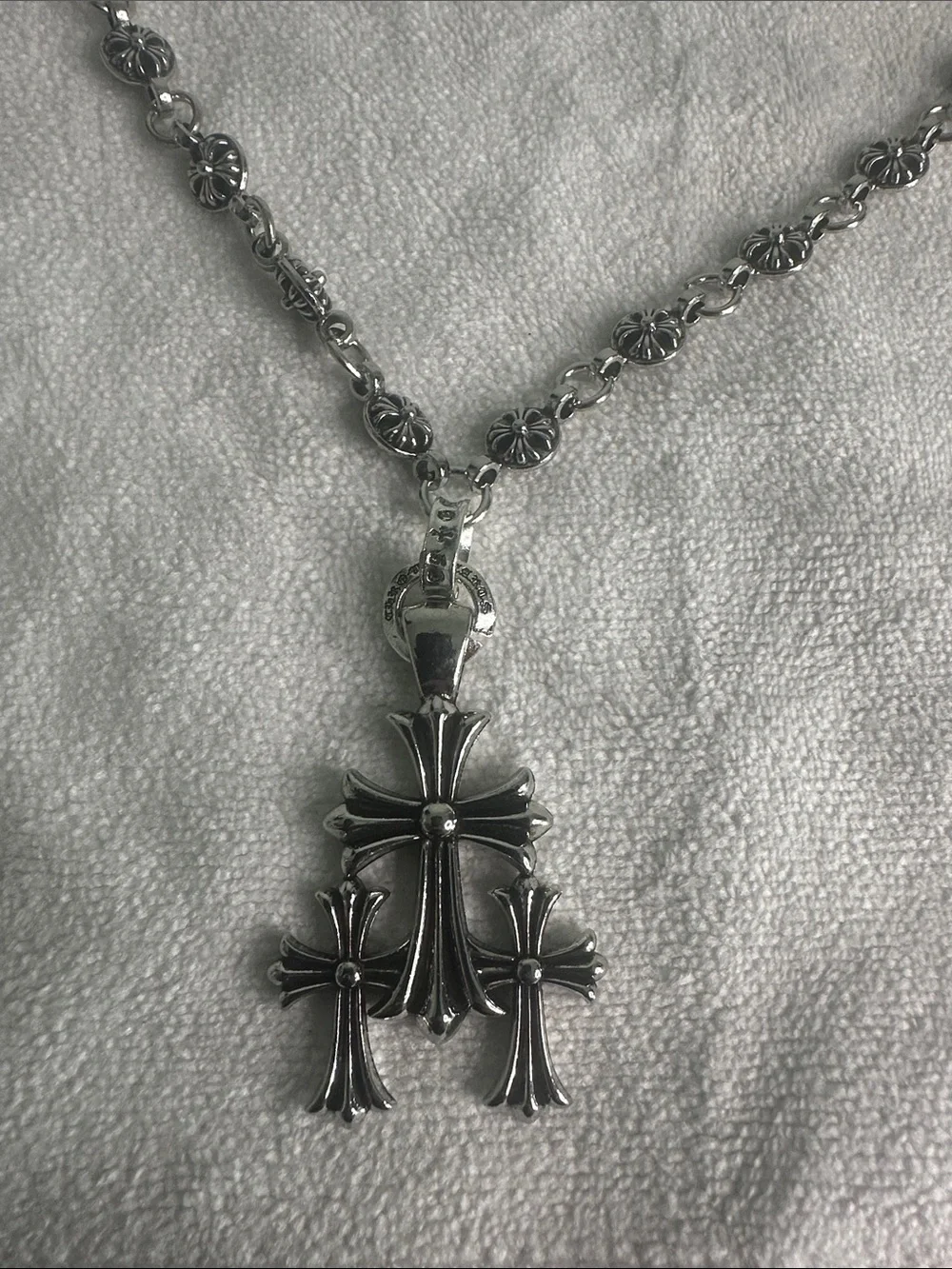 Silver Triple Cross Pendant Necklace